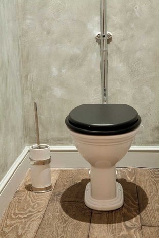 Toiletborstelhouder witte pot, wit brons