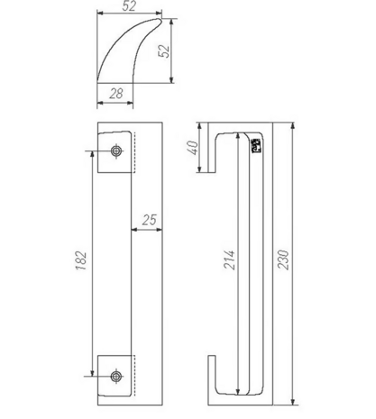 Pure deurgreep verkropt PMAF-230 mm, ruw brons gepolijst