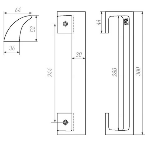 Pure deurgreep verkropt PMAF-300 mm, ruw brons gepolijst