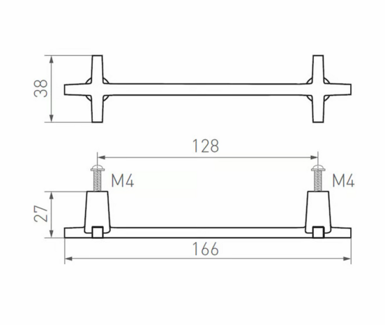 Pure meubelgreep PMCRO 128 mm, ruw brons gepolijst